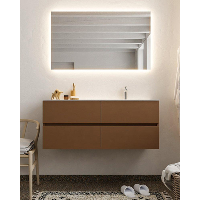 MONDIAZ VICA Badkamermeubelset - 120cm - 4 lades - wasbak Cloud rechts - 1 kraangat - solid surface rust