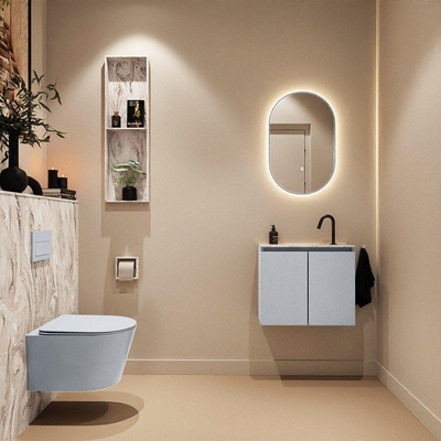MONDIAZ TURE-DLUX 60cm toiletmeubel Clay. EDEN wastafel Glace positie midden. Met 1 kraangat.