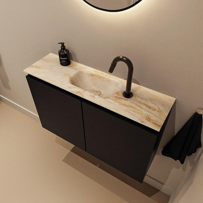 MONDIAZ TURE-DLUX 80cm toiletmeubel Urban. EDEN wastafel Frappe positie midden. Met 1 kraangat.