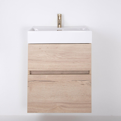 Saniclass Aurora Badmeubelset - 60cm - 2 lades - wastafel keramiek - 1 kraangat - wit - roble luz OUTLETSTORE