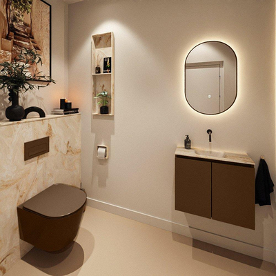 MONDIAZ TURE-DLUX 60cm toiletmeubel Rust. EDEN wastafel Frappe positie midden. Zonder kraangat.