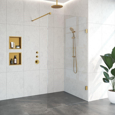 BRAUER Create Inloopdouche - 110x200cm - profielloos - antikalk - 8mm veiligheidsglas - Goud geborsteld