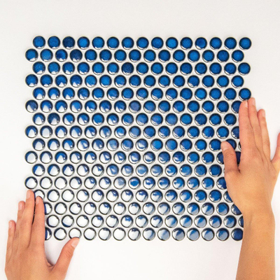 The Mosaic Factory Venice mozaïektegel - 31.5x29.4cm - wandtegel - Rond - Porselein Cobalt Blue Glans