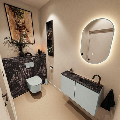 MONDIAZ TURE-DLUX 80cm toiletmeubel Greey. EDEN wastafel Lava positie rechts. Met 1 kraangat.
