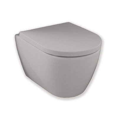 Royal Plaza Primo Toiletset - 48.5cm - hangend - spoelrandloos - diepspoel - verkort - met zitting - softclose - quick release - cement