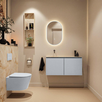 MONDIAZ TURE-DLUX 100cm toiletmeubel Clay. EDEN wastafel Frappe positie links. Zonder kraangat.
