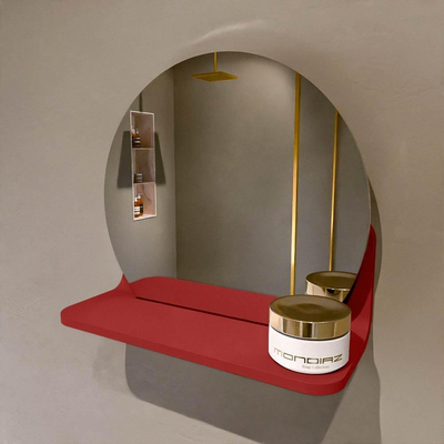 Mondiaz SPOT Badkamerspiegel - rond 30cm - spiegelplanchet - kleur Fire