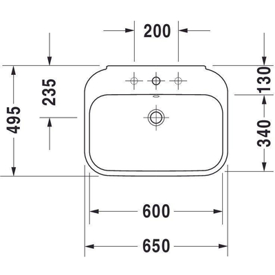 Duravit Happy d.2 wastafel 65x49,5cm 1 kraangat overloop wit