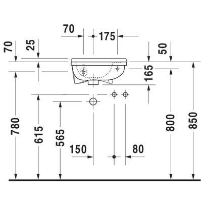 Duravit Starck 3 fontein 40x26 cm 1x kraangat rechts wit