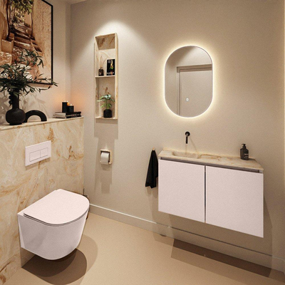 MONDIAZ TURE-DLUX 80cm toiletmeubel Rosee. EDEN wastafel Frappe positie links. Zonder kraangat.