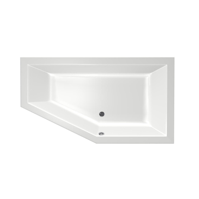 Xenz Society 160 ligbad - 160x90cm - met overloop - zonder afvoer - Hoekopstelling rechts - Acryl - glans Wit