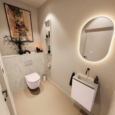 MONDIAZ TURE-DLUX 40cm toiletmeubel Rosee. EDEN wastafel Ostra positie midden. Zonder kraangat.