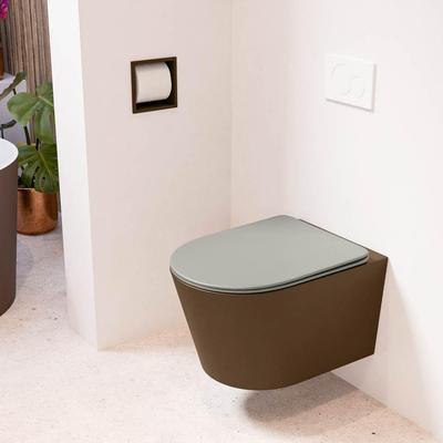 MONDIAZ LAVIE wandclosetpack - 36x53cm - diepspoel - rimless - Rust (bruin) - softclose - quick-release - toiletzitting - Smoke (grijs)