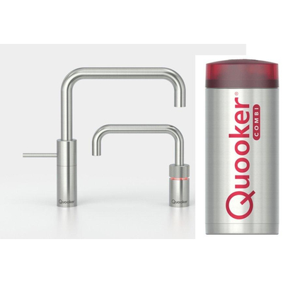 Quooker NL Nordic square kokendwaterkraan opbouw uittrekbare met Combi+ reservoir RVS