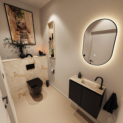 MONDIAZ TURE-DLUX 60cm toiletmeubel Urban. EDEN wastafel Frappe positie rechts. Met 1 kraangat.