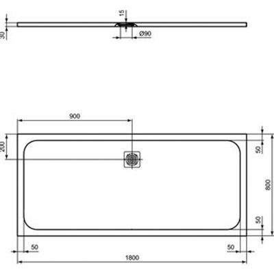 Ideal Standard Ultraflat Solid douchebak rechthoekig 180x80x3cm betongrijs