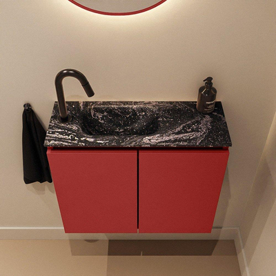 MONDIAZ TURE-DLUX 60cm toiletmeubel Fire. EDEN wastafel Lava positie links. Met 1 kraangat.