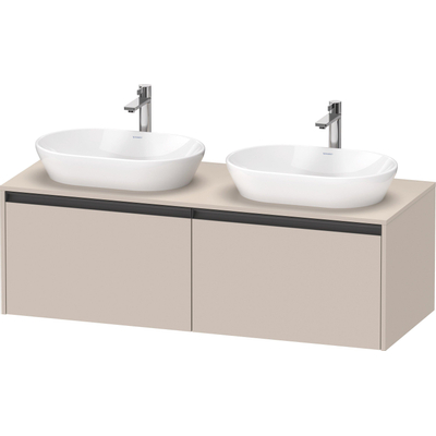 Duravit Ketho 2 wastafelonderbouwkast incl. consoleplaat met 2 laden voor dubbele waskommen 140x55x45.9cm met handgrepen antraciet taupe mat