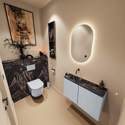 MONDIAZ TURE-DLUX 80cm toiletmeubel Clay. EDEN wastafel Lava positie links. Zonder kraangat.