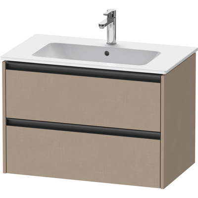 Duravit Ketho 2 wastafelonderbouwkast met 2 laden 81x48x55cm met grepen antraciet Linnen mat