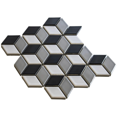 The Mosaic Factory Paris mozaïektegel - 26.6x30.5cm - wandtegel - Porselein black+white+grey Glans