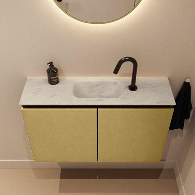 MONDIAZ TURE-DLUX 80cm toiletmeubel Oro. EDEN wastafel Opalo positie midden. Met 1 kraangat.