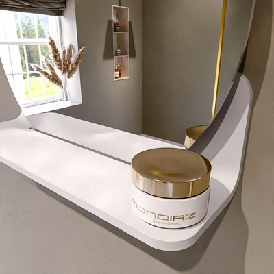 Mondiaz SPOT Badkamerspiegel - rond 40cm - spiegelplanchet - kleur Talc