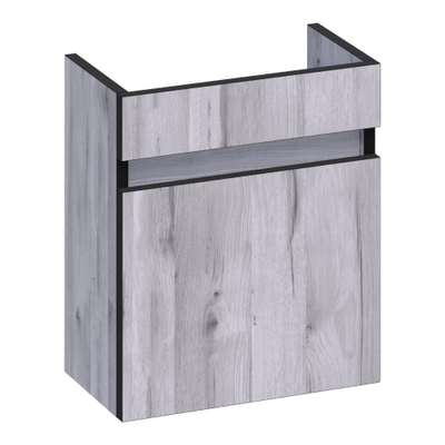 BRAUER SolutionPlus Fonteinonderkast 40x45x22cm 1 linksdraaiende deur Birch met Foggia fontein 1 kraangat mat wit SHOWROOMMODEL