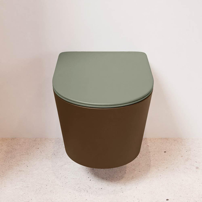 MONDIAZ LAVIE wandclosetpack - 36x53cm - diepspoel - rimless - Rust (bruin) - softclose - quick-release - toiletzitting - Army (groen)
