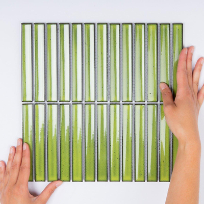 The Mosaic Factory Sevilla mozaïektegel - 29.6x29.9cm - wandtegel - Rechthoek - Porselein Green Glans