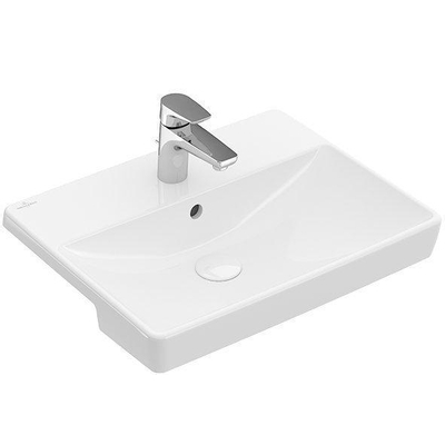 Villeroy & Boch Avento voorbouwwastafel 55x36cm 1 kraangat met overloop wit