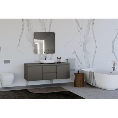 Saniclass Retro Line Square Spiegel - 80x80cm - vierkant - afgerond - frame - mat wit