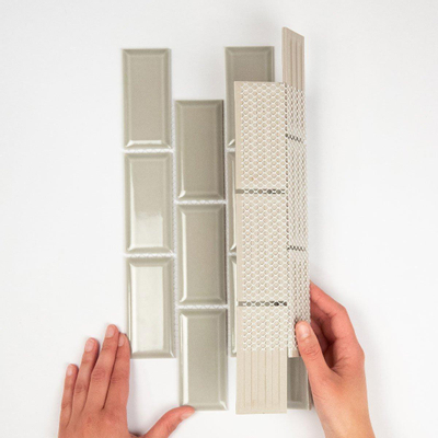 The Mosaic Factory Paris mozaïektegel - 28.8x29.4cm - wandtegel - Rechthoek - Porselein Light Grey Glans