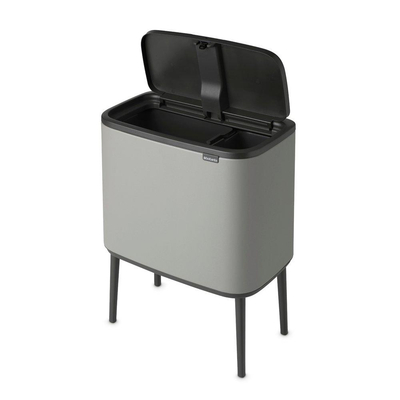 Brabantia Bo Touch Bin Afvalemmer - 11+23 liter - 2 kunststof binnenemmers - mineral concrete grey