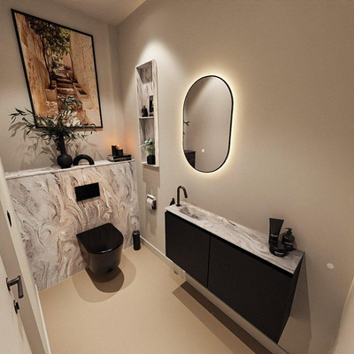 MONDIAZ TURE-DLUX 100cm toiletmeubel Urban. EDEN wastafel Glace positie links. Met 1 kraangat.