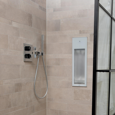 Sunshower Pure White infrarood inbouwapparaat 19.9x61.9x10cm half body 1250watt wit/aluminium