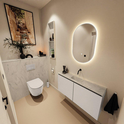 MONDIAZ TURE-DLUX 100cm toiletmeubel Linen. EDEN wastafel Opalo positie midden. Zonder kraangat.