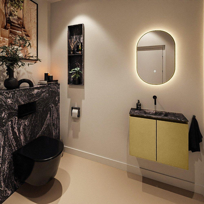 MONDIAZ TURE-DLUX 60cm toiletmeubel Oro. EDEN wastafel Lava positie midden. Zonder kraangat.