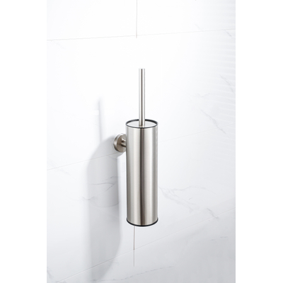 Fortifura Calvi toiletborstelhouder - gesloten model - wand - rond - Geborsteld RVS PVD (RVS) OUTLETSTORE