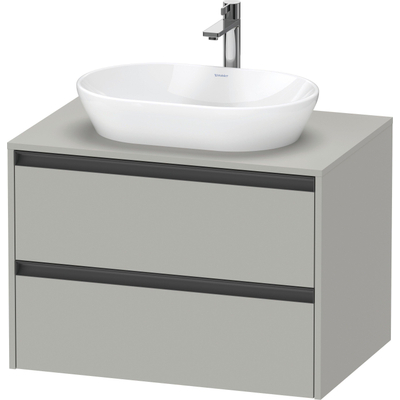 Duravit Ketho 2 wastafelonderbouwkast incl. consoleplaat met 2 laden 80x55x56.8cm met handgrepen antraciet betongrijs mat