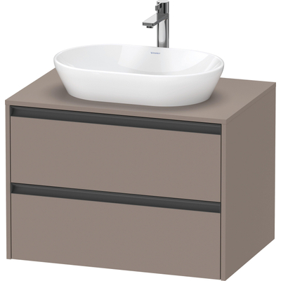 Duravit Ketho 2 wastafelonderbouwkast incl. consoleplaat met 2 laden 80x55x56.8cm met handgrepen antraciet basalt mat