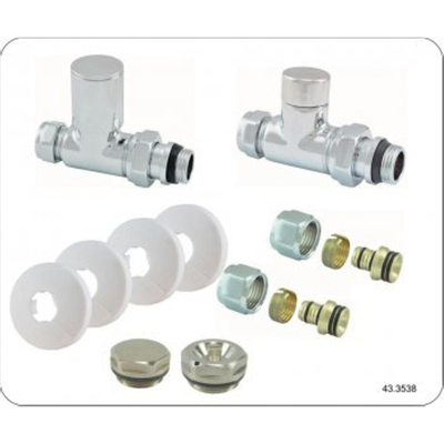 Wiesbaden Luxe radiator aansluitset recht chroom OUTLETSTORE