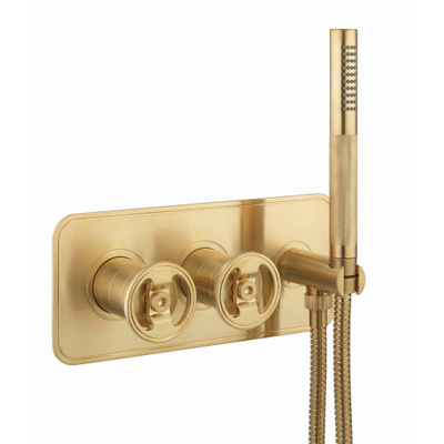 Crosswater Union Douche douchekraan - 2 handgrepen - handdoucheset - slang - met inbouwdeel - messing