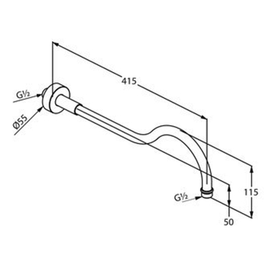 Kludi 1926 douchearm wandbevestiging 41.5cm chroom