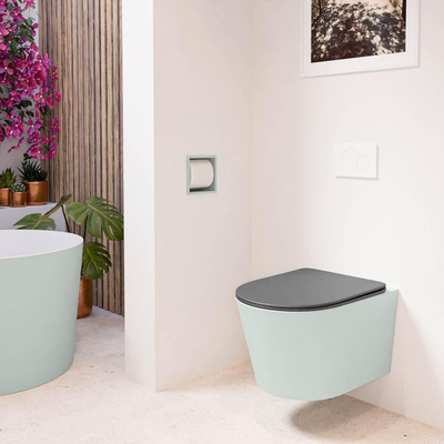 MONDIAZ LAVIE wandclosetpack - 36x53cm - diepspoel - rimless - Greey (grijs) - softclose - quick-release - toiletzitting - Dark grey (grijs)