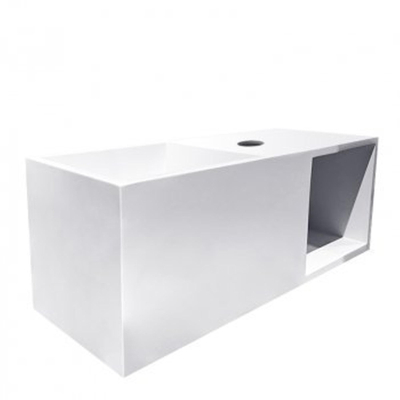 Wiesbaden Julia fonteinset solid surface met nis 54x20x20cm mat wit incl. victoria luxe fonteinkraan zwart mat