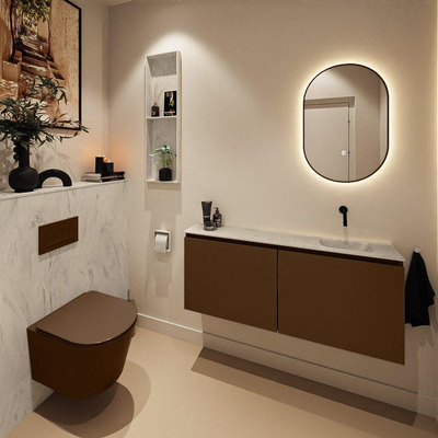 MONDIAZ TURE-DLUX 120cm toiletmeubel Rust. EDEN wastafel Opalo positie rechts. Zonder kraangat.