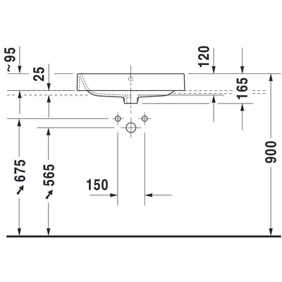 Duravit HappyD 2 opzetkom rechthoekig met overloop zonder kraangat 60x40cm met wondergliss wit