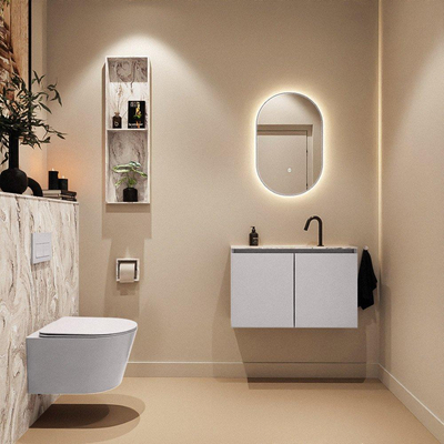 MONDIAZ TURE-DLUX 80cm toiletmeubel Cale. EDEN wastafel Glace positie midden. Met 1 kraangat.