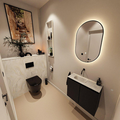 MONDIAZ TURE-DLUX 60cm toiletmeubel Urban. EDEN wastafel Ostra positie links. Zonder kraangat.